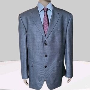 Ralph Ralph Lauren Blazer Mens 48L Gray Houndstooth Silk Wool Sport Coat Jacket
